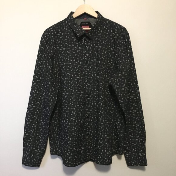 Point Zero Luxury Easy Iron Pixel Dot Semi Fit Button Down Dress Shirt - Picture 1 of 14